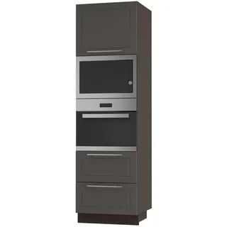 Feldmann-Wohnen Backofen-Hochschrank Kvantum D14/Ru/2M/284 Graphit Matt / Lava Matt 60 / 59 / 207cm , Metall , Rechteckig , 60x207x59 cm , Küchen, Küchenmöbel, Küchenschränke, Geräteumbauschränke