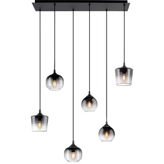 just light. Just Light Pendelleuchte Zea 6-flammig 60 cm bis 120 cm x 28 cm Schwarz