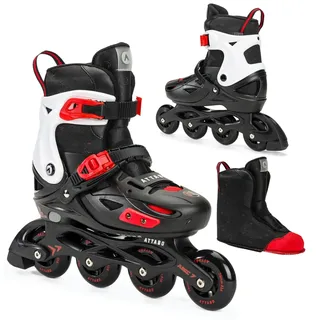 attabo Kinder Inliner APX Größe 36-40 Fünfstufige Einstellung ABEC-7 Lager Hartschale PP Schiene Haftfähige PU Räder Einfaches Bremsen Passgenauigkeit Farbe Schwarz/Weiß