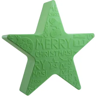 8 seasons design Shining Star Merry Christmas LED Weihnachtsstern Ø 60 cm (Grün), E27 Fassung inkl. Leuchtmittel in warmweiß, beleuchteter Stern mit geprägtem Weihnachts-Motiv, für außen und innen