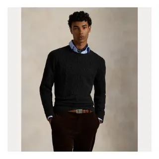 Polo Ralph Lauren für Herren. 710876762013 Dunkelgrauer Pullover aus Wolle und Kaschmir, überkreuzt gestrickt (M), Lässig