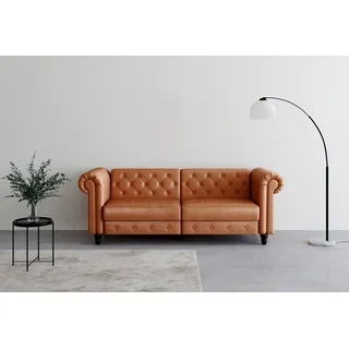 dorel home »Felix, Schlafsofa 236 cm, (Liegefläche 108x190cm), Rückenlehne«, 3-fach verstellbar, Velours, Kunstleder, Luxus-Microfaser Vintage