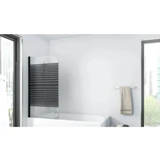Aurlane Badewannenfaltwand Black Lines 1-teilig 750x1400 mm Echtglas Dekor Quers