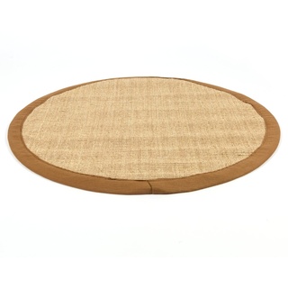 Homestyle4u 1381, Sisalteppich Braun Rund, 100% Sisal Teppich, Bordürenteppich Naturfaser, 150 cm