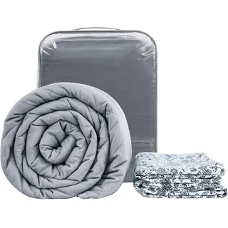 Winthome Gewichtsdecke mit Bettbezug 130x190cm 6kg, Weighted Blanket Lauschig, Anti Stress Therapiedecke, Schwere Decke zum Tiefen Schlafen und Bessere Erholung, Heavy Blanket (Weißes Muster)