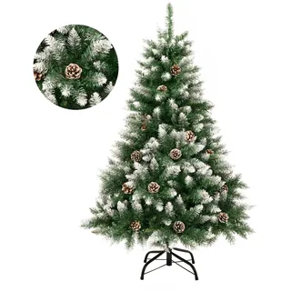 GIGALUMI Künstlicher Weihnachtsbaum mit Schnee-Effekt 120cm 500 Spitzen Tannenbaum mit beschneiten Ästen und Tannenzapfen inkl. Metallständer