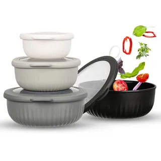 vinato Salatschüssel Mit Deckel Set Schwarz 0,4/0,78/1,4/2,2L