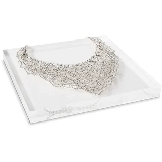 Glasklarer PLEXIGLAS®-Block 20.0 x 20.0 cm als Acryl-Stempel, Dekoständer zur Präsentation als Schmuck-und Ketten-Display für Schaufenster, Vitrine, Warenträger aus original PLEXIGLAS®, Stärke 2.0 cm