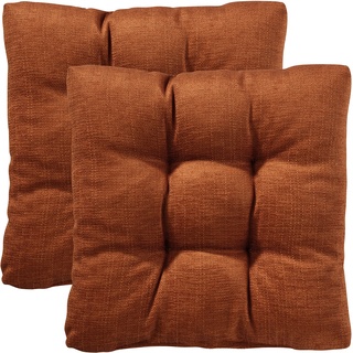 Traumnacht Stuhlkissen Cozy 2er Set, Bequeme Sitzkissen für Gartenstuhl, Küche oder Esszimmer, Indoor u. Outdoor, 40 x 40 x 6 cm, Rust