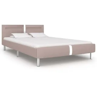 vidaXL Bettgestell mit LED Cappuccino-Braun Kunstleder 120x200 cm - Beige