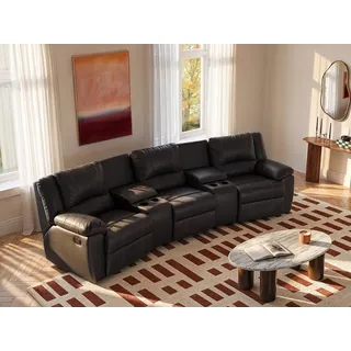 Relaxsofa 3-Sitzer - Leder - Schwarz - AROMA