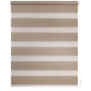 Lichtblick Doppelrollo Blickdicht ohne Bohren Taupe 50 cm x 150 cm (B X L) | Duo Rollo, Rollos für Fenster ohne Bohren, Doppelrollo Klemmfix ohne Bohren, Streifen, Klemmträger-Montage, Sichtschutz