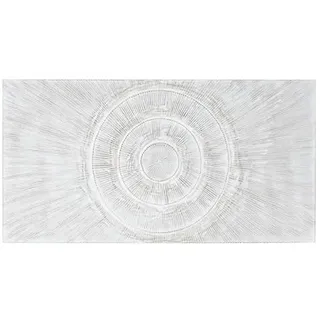 Bett-Kopfteil für 135-150-160 cm aus Holz mit einem weißen Kreis, gebeizt, 160 x 3 x 80 cm