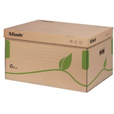 Esselte Eco Archiv-Container mit Deckel Oben, Ideal für Esselte Eco A4 Archiv-Schachteln, 5 x 80 mm/4 x 100 mm, Transportbox, 100% recycelte und recycelbare Wellpappe, 10 Stück, Naturbraun, 623918