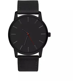 Generico Herrenuhr mit Gehäuse aus Stahl, Armband aus PU-Leder, automatisch, modern, Vintage-Quarzuhr, Jungen, Schwarz, M02b, Schwarz , Armband