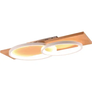 TRIO Leuchten LED Deckenleuchte »BARCA, dimmbare Deckenlampe aus Holz & Metall mit indirektem Licht« LED-Board 1 Stk. Warmweiß LED warmweiß & 3500 Lumen, für Wand- und Deckenmontage, 3 Dimmstufen, weiß