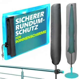 Menz Sonnenschirm Schutzhülle in Anthrazit - Polyester Schutzhülle für Sonnenschirm 2 m Ø / 2 m x 1,25 m, langlebige Sonnenschirmhülle, Schirmhülle UV-beständig, Schirmabdeckung wetterfest