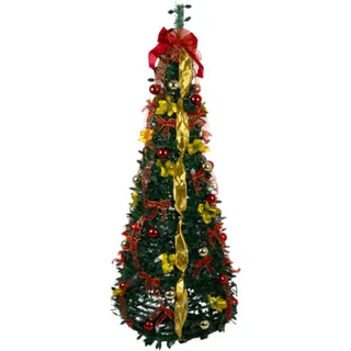 Künstlicher Weihnachtsbaum geschmückt RUHHY faltbar, Baum mit Ständer XXL 180 cm - Grün