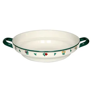 Bauernschüssel flach 24, COUNTRY, Durchmesser 24 cm, Höhe 6,5 cm, Inhalt 2 Liter, Emaille, weiß mit Streublumen, Induktion - Weiß