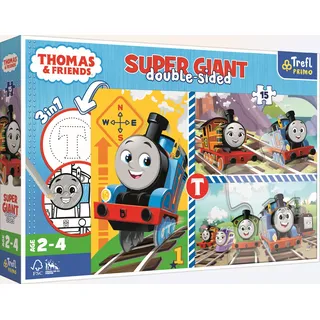 Trefl Primo GIANT Puzzle 15 Teile + Malvorlage Thomas die Lokomotive