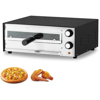 Vevor elektrischer Pizzaofen für 305 mm Pizza 1450 W Pizzabackofen bis 300 °C, Pizzamaker mit Zeit- und Temperaturregelung, Pizzabackmaschine Pizzamaschine multifunktional Grillofen Schwarz
