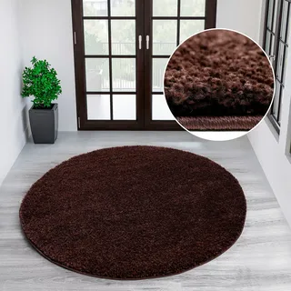 my home Teppich »Shaggy 30« rund 30 mm Höhe Teppich in Uni-Farben, besonders weich und kuschelig, Wohnzimmer, braun