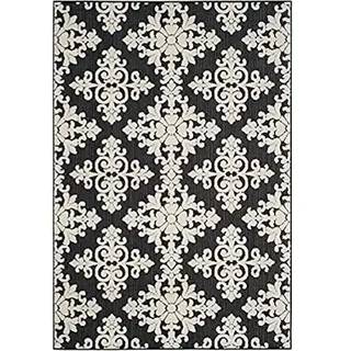 SAFAVIEH Traditionell Teppich für Wohnzimmer, Esszimmer, Schlafzimmer - Cottage Collection, Kurzer Flor, Schwarz und Creme, 244 X 340 cm