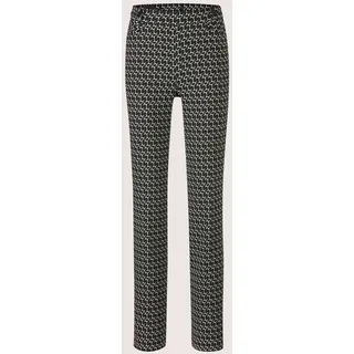 MADELEINE Schlupfhose "Hose Elastische Printhose mit grafischem Muster" Jacquard-Stretchhose zum Schlupfen, schwarz, wollweiß