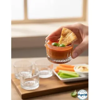 6er Set Dip-Schalen – Glas oder Bambus – Mini Schälchen für Ketchup, Mayonnaise, Soßen, Dips, Marmelade, Honig, Butter, Snacks, Nüsse, Vorspeisen & Desserts – Servierschalen klein (Orgin-Mini-Oslo2)