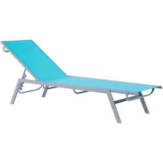 Beliani Gartenliege Blau Noli , Metall , 53x32x154 cm , Gartenmöbel, Gartenliegen