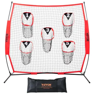 Vevor 186,5 x 1083 x 190 cm Fußballtrainer-Wurfnetz, Trainings-Wurfziel-Übungsnetz mit 5 Zieltaschen, Knotenloses Netz, inkl. Bogenrahmen & Tragbarer Tragetasche, Verbessert die QB-Wurfgenauigkeit