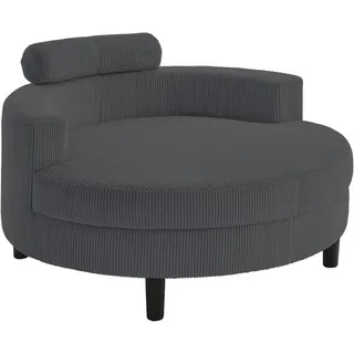 Atlantic Home Collection Loveseat Ravi 114 x 100 x 154 cm grau mit Stauraumhocker und 4 Zierkissen