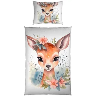Esposa Wendebettwäsche , Multicolor , Textil , Hirsch , 140x200 cm , Oeko-Tex® Standard 100 , pflegeleicht , Heimtextilien, Bettwäsche & Leintücher, Bettwäsche, Wendebettwäsche
