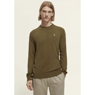 Scotch & Soda Rundhalspullover »Essentials - Ecovero viscose-blend crewneck pullover«, mit kleiner Logo-Stickerei auf der Brust Scotch & Soda Khaki-Melange XXL