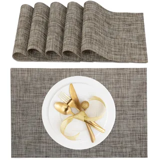 Relaxdays Tischset 6-teilig, braun