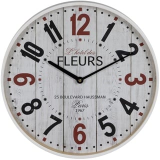 BigBuy Home Wanduhr Weiß Holz Glas 40 x 40 x 4,5 cm