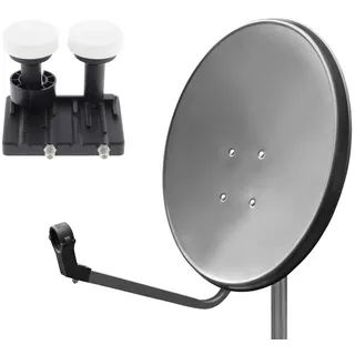 arli & könig HDTV HD Digitale SAT Anlage 80 cm Spiegel +Monoblock Twin LNB 4K UHD Sky