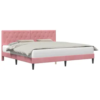 vidaXL Bettrahmen mit Kopfteil Rosa 200 x 200 cm Samt - Rosa