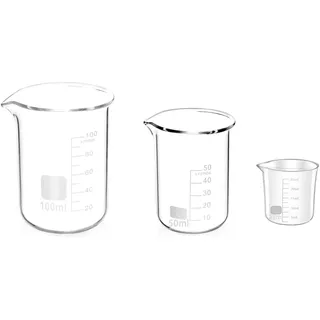 Messbecher Set 3 Stück Measuring Cups, Messbecher 25ml 50ml 100ml, Präzisions Hitzebeständig Kunststoff Ml-Messbecher mit Skala, für Labor Küche Waschmittel Chemikalien
