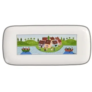 Villeroy & Boch – Charm Und Breakfast Design Naif Kuchenplatte Weiß/Bunt, Spülmaschinenfest, Mikrowellensicher, Tortenplatte Rechteckig, Platte Für Kuchen Oder Buffet, Premium Porzellan