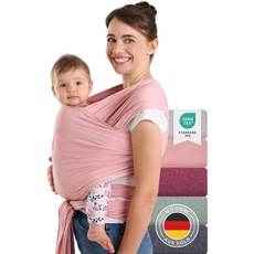 Laleni Tragetuch Baby Neugeborene aus 100% Bio-Baumwolle - Babytragetuch OEKO-TEX Zertifiziert bis 15 kg, Einfach Anzuziehen für Mütter und Väter, Waschmaschinengeeignet, Rose