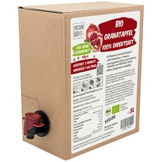 Bio Granatapfel Direktsaft 3 Liter Box - Granatapfel Muttersaft aus 100% Granatapfel, 30 Tage Vorratspackung - Veganer Granatapfel Saft, ohne zugesetzten Zucker, ohne Süßstoffe (lt. Gesetz)