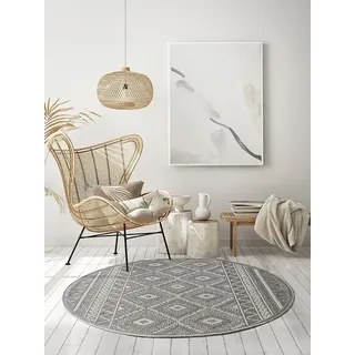 The CarPET »Calgary round« rund 1 mm Höhe moderner robuster In und Outdoor Teppich, grau,
