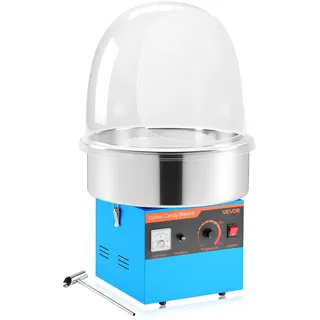 VEVOR Elektrische Zuckerwattemaschine 1000 W, Zuckerwattenmacher mit Deckel & Edelstahlschüssel & Zuckerlöffel, Ideal für Karneval Geburtstage Familienfeiern, Professionelles Zuckerwattegerät Blau