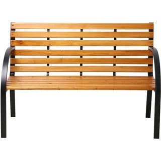 AXI Otis Gartenbank aus Holz in Braun | Holzbank mit Stahlgestell | Parkbank für den Garten mit Rückenlehne für 2 Personen | 122x60x83 cm - Schwarz