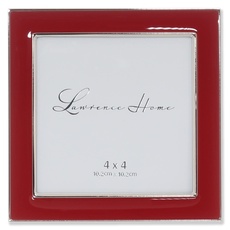 Lawrence Frames Bilderrahmen, 10,2 x 10,2 cm, Metall und rote Emaille, silberfarben