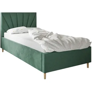 Gepolstertes Einzelbett AINA MINI 120/200 Elisse Velvet 70842 ohne Matratze - Grün