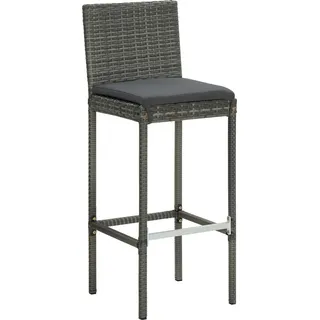 vidaXL Barhocker mit Kissen 6 Stk. Grau Poly Rattan - Grau