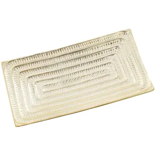 DRW Rechteckiger Tischaufsatz aus goldfarbenem Aluminium, 45 x 23 x 5 cm, Metall, Gold, 45x23x5 cm