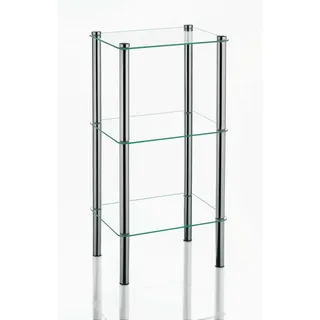 Kela Badezimmerregal , Silberfarben , Metall, Glas , 3 Fächer , 40x76.5x30 cm , in verschiedenen Größen erhältlich , Badezimmer, Badezimmerregale, Badregale